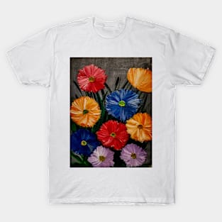 wildflowers growing free in red and orange and blue flowers . T-Shirt